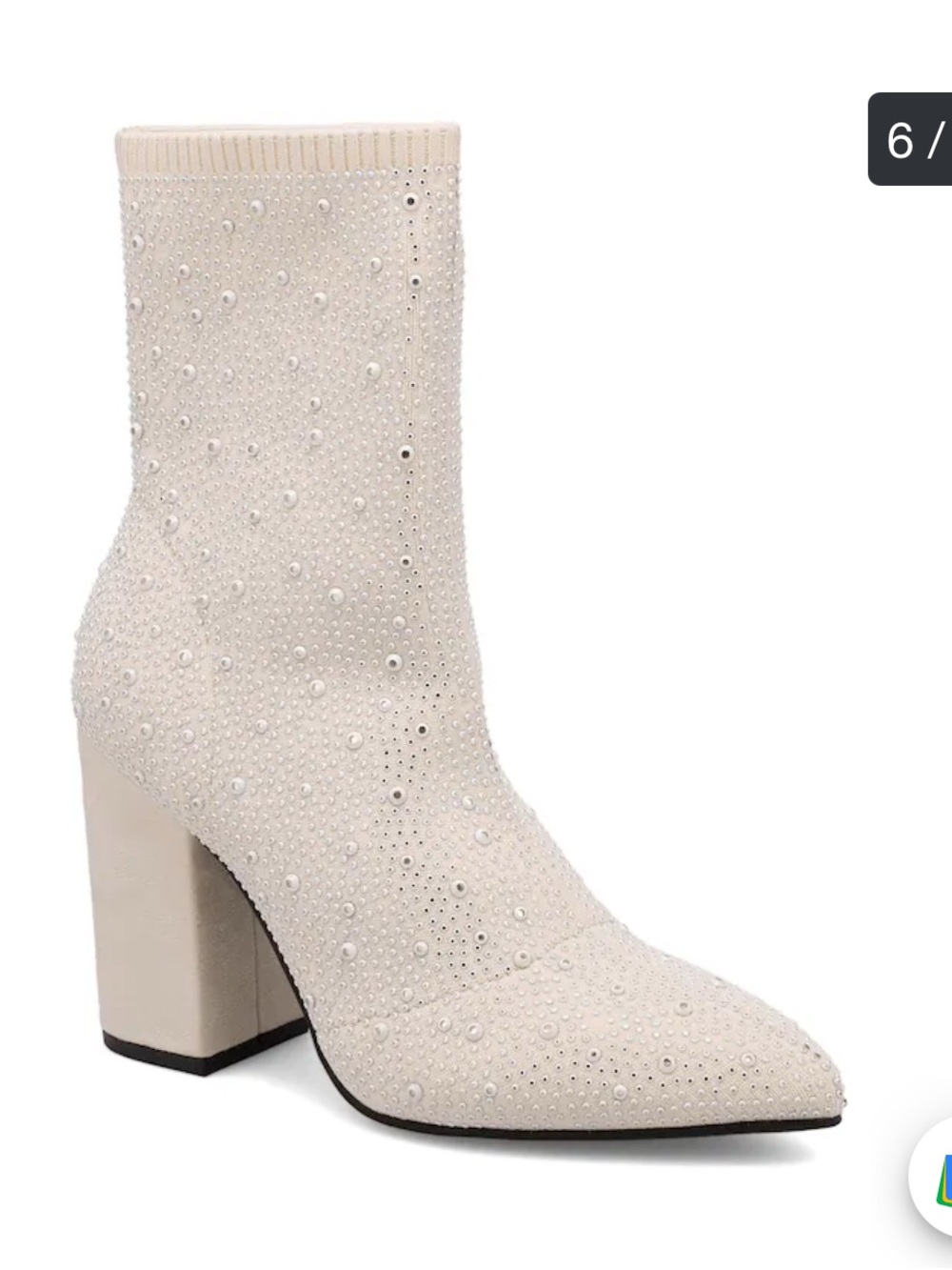 MIA Magdalena Bootie Off White 6 white rhinestone bootie